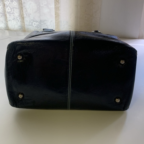 TODS BLACK PATENT LEATHER BOX SATCHEL - Picture 11 of 12